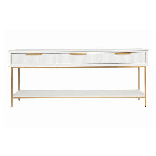 MORETTI 3-DRAWER CONSOLE TABLE/HALL TABLE SATIN WHITE  & GOLD LARGE - MyChocolateWood