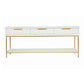 Moretti 3-Drawer Console Table 200cm in Satin White & Gold - Chocolate Wood