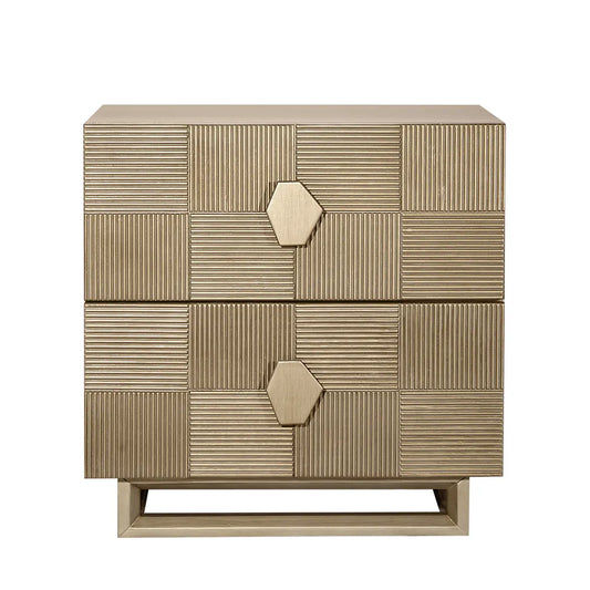 TALISA CONTEMPORARY 2-DRAWER LARGE BEDSIDE TABLE ANTIQUE GOLD