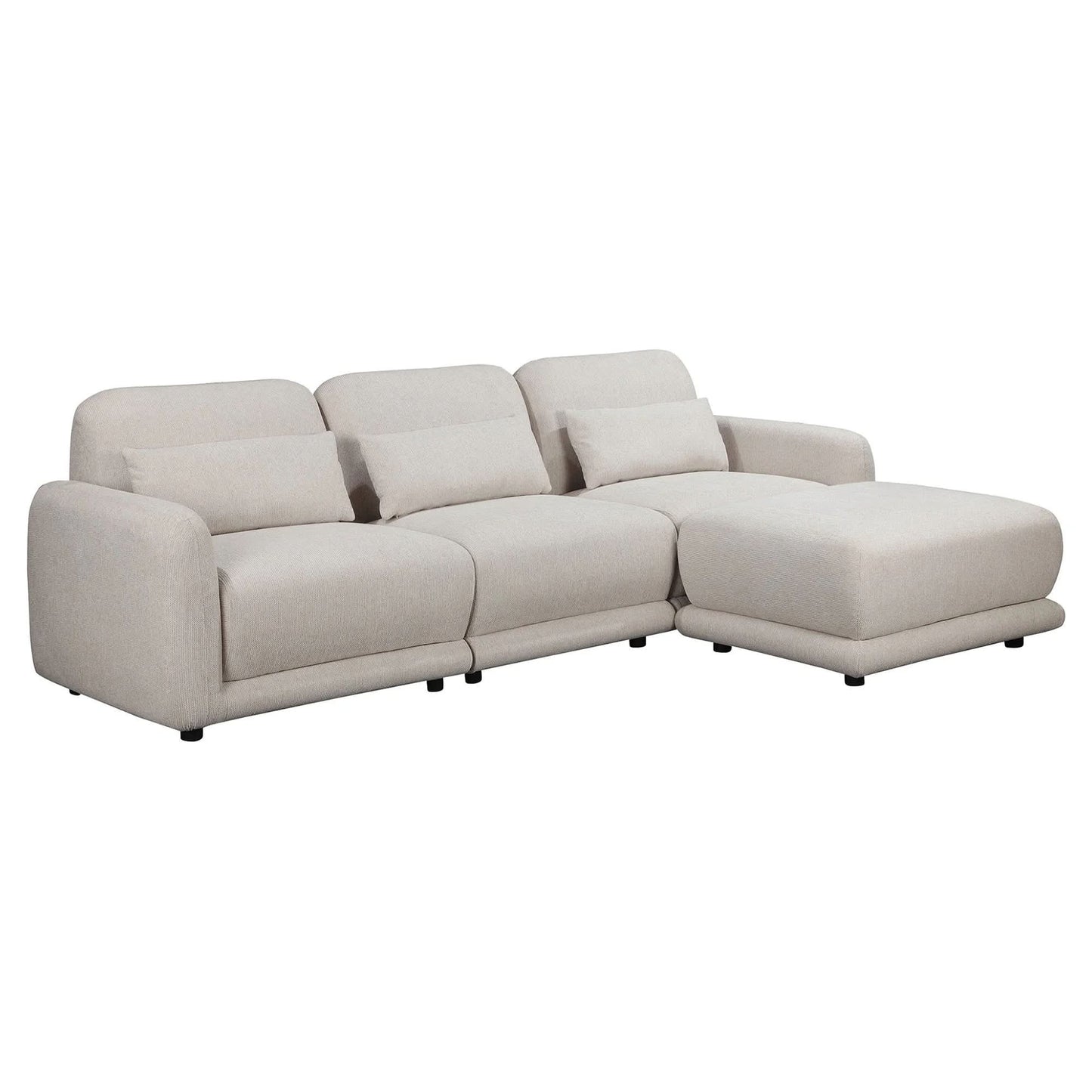 Nancy Fabric 3-Seater Modular Sofa w/Ottoman & 3 x Pillows - MyChocolateWood