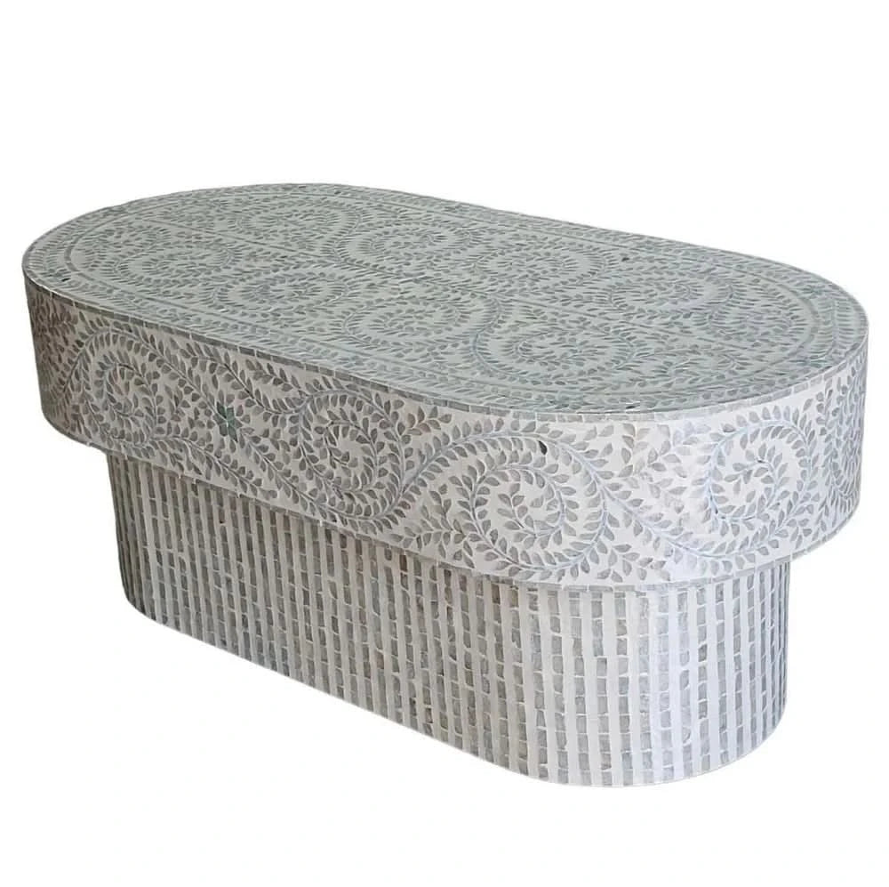 LEILANI  OVAL MOTHER OF PEARL COFFEE TABLE - MyChocolateWood