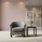 Leopold Solid Timber & Fabric Tub Chair in Platinum - Chocolate Wood