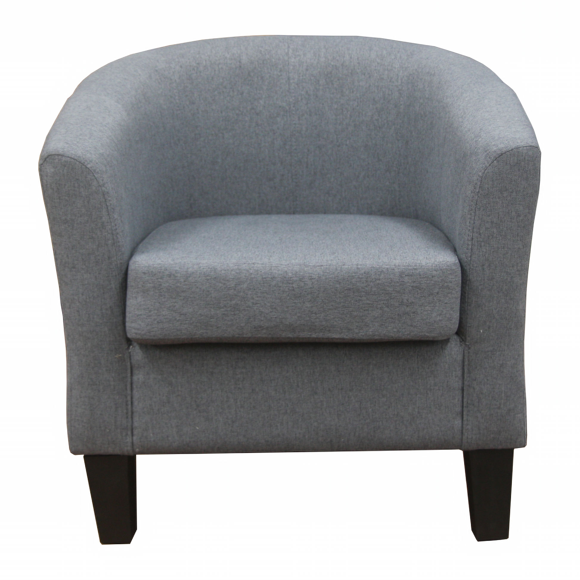 Leopold Solid Timber & Fabric Tub Chair in Platinum - Chocolate Wood