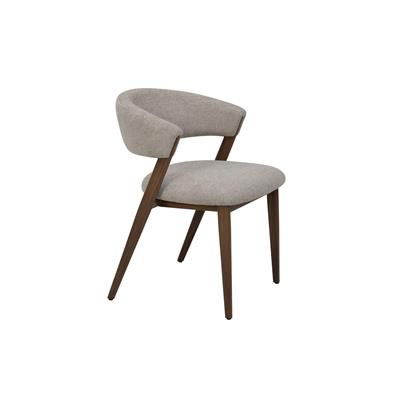 Leemor Fabric Dining Chair Beige/Walnut Colour