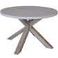 ROSALI 2-TONE WHITE CONCRETE TOP & SOLID ACACIA PEWTER ROUND DINING TABLE 120CM
