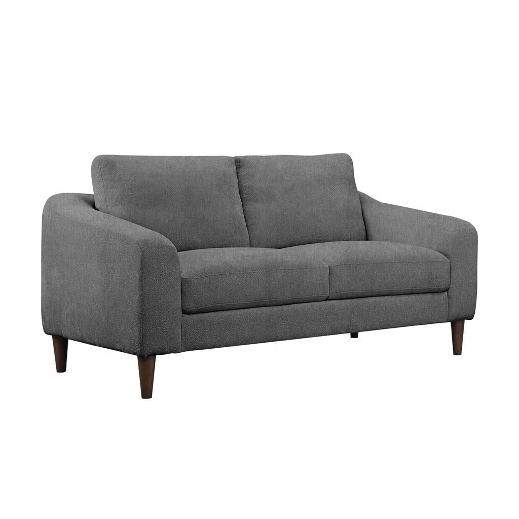 Ballina Fabric 2-Seater Sofa in Granite - Chocolate Wood