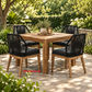 Rosetti Low Arm Outdoor Dining Chair Timber/Black Rope/Charcoal Cushion