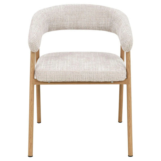 Lyra Fabric Dining Chair - Oak/Beige