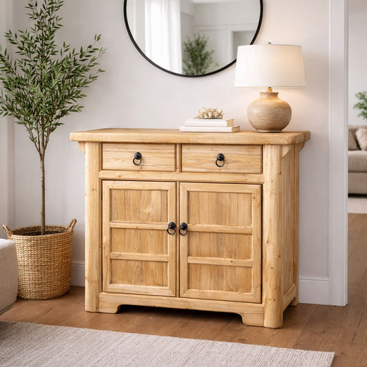 SHULI CHINESE ANTIQUE REPRODUCTION 2-DRAWER 2-DOOR CABINET CUPBOARD RECLAIMED ELM M09 - MyChocolateWood