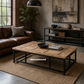 Medford Recycled Elm Wood Coffee Table/Iron Frame - Natural/Black - Industrial Style