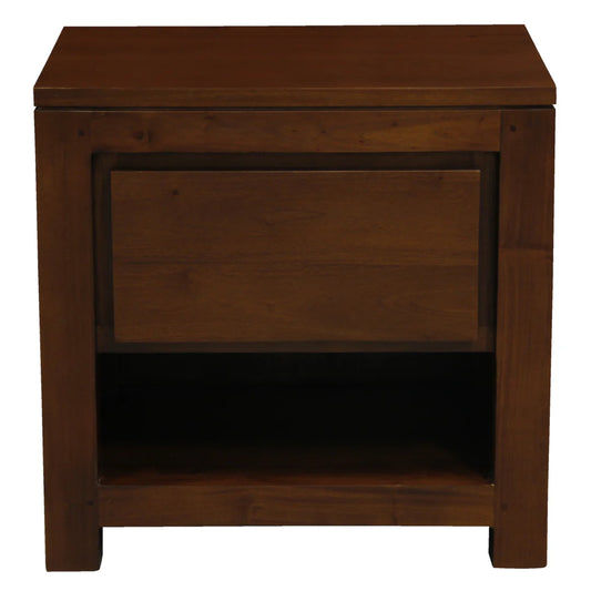 TANAKA SOLID MAHOGANY TIMBER BEDSIDE TABLE WITH 1 DRAWER IN MAHOGANY COLOUR - MyChocolateWood