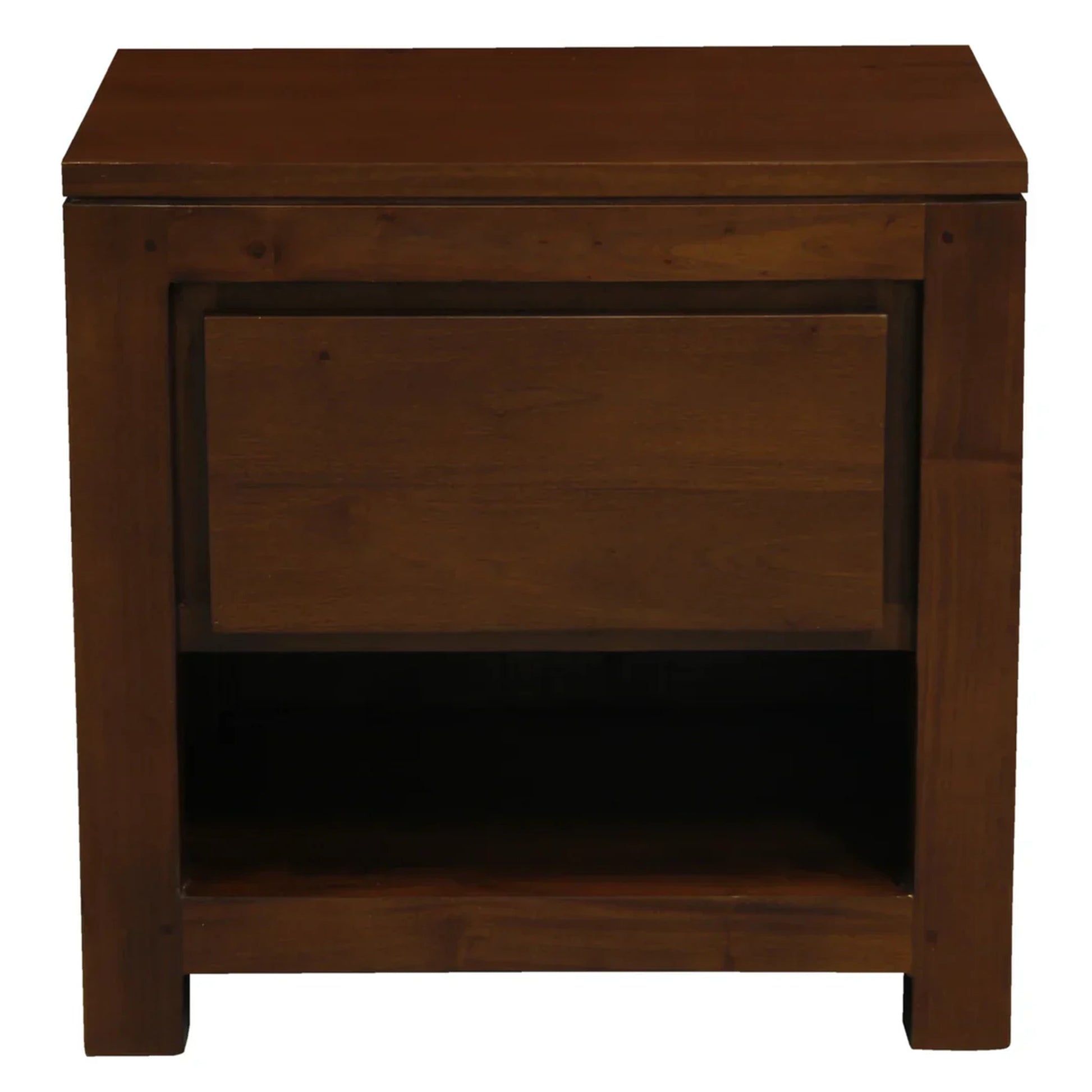 Tanaka Solid Mahogany 1 Drawer Bedside Table in Mahogany - Chocolate Wood