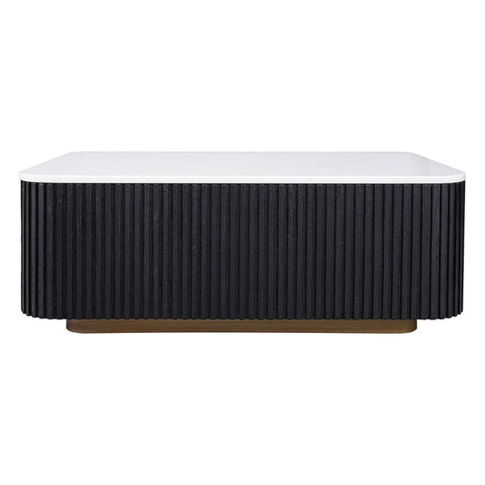 VERWOOD BRUSHED BLACK OAK WOOD BASE/SIVEC WHITE MARBLE TOP  COFFEE TABLE - MyChocolateWood