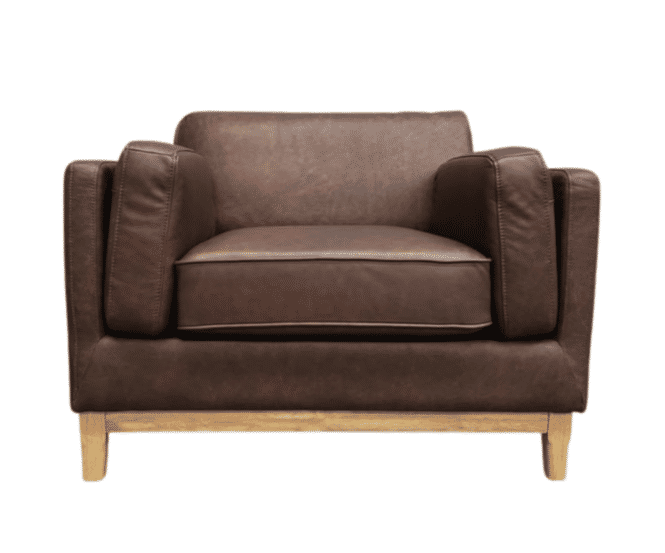 Marquis Oslo Leather Armchair in Mink - Chocolate Wood