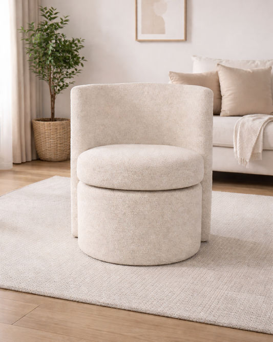 JYLAN FULL WHITE FABRIC ARMCHAIR  ACCENT CHAIR - MyChocolateWood