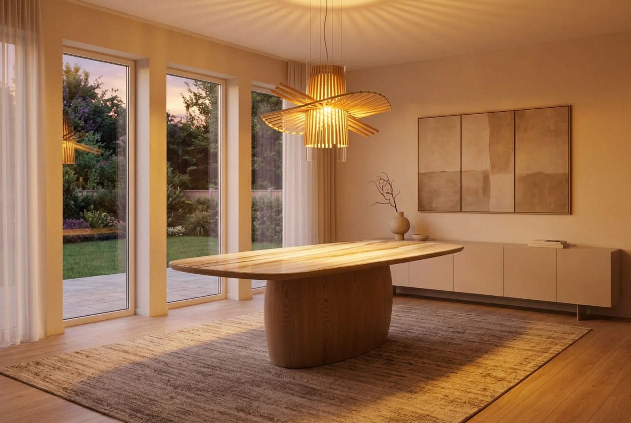 Montilla Ash Veneer Base/ Marble Look Ceramic Table Top Dining Table 220cm
