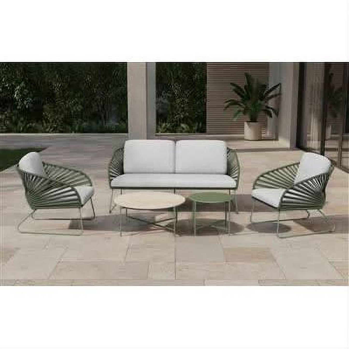 Havers 4-Piece Outdoor Lounge Set in Moss Green - Chocolate Wood