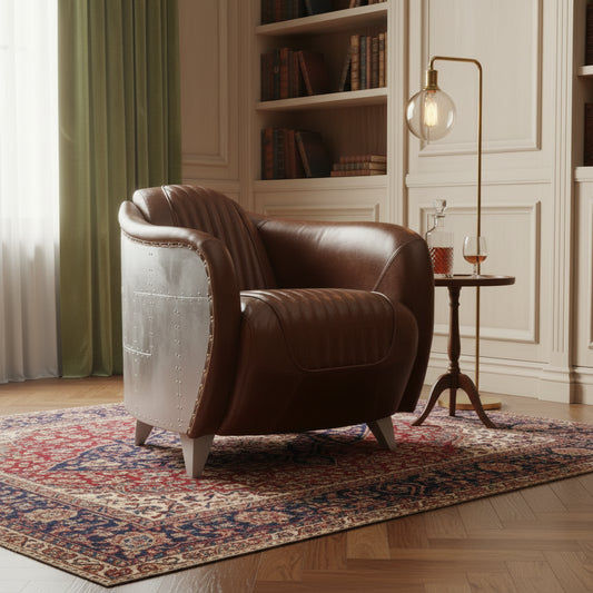 PINTO VINTAGE LEATHER ARMCHAIR TOP GRAIN COW HIDE - MyChocolateWood