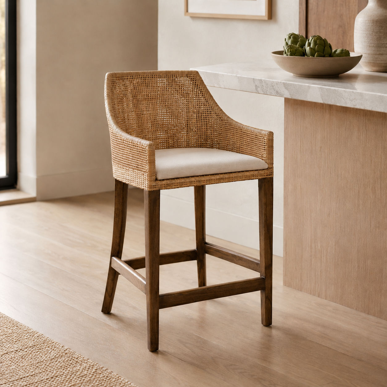 Jenalli Hamptons Rattan Counter Stool