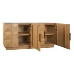 HAMPSHIRE WHITE MARBLE/NATURAL OAK 4-DOOR BUFFET/SIDEBOARD - MyChocolateWood