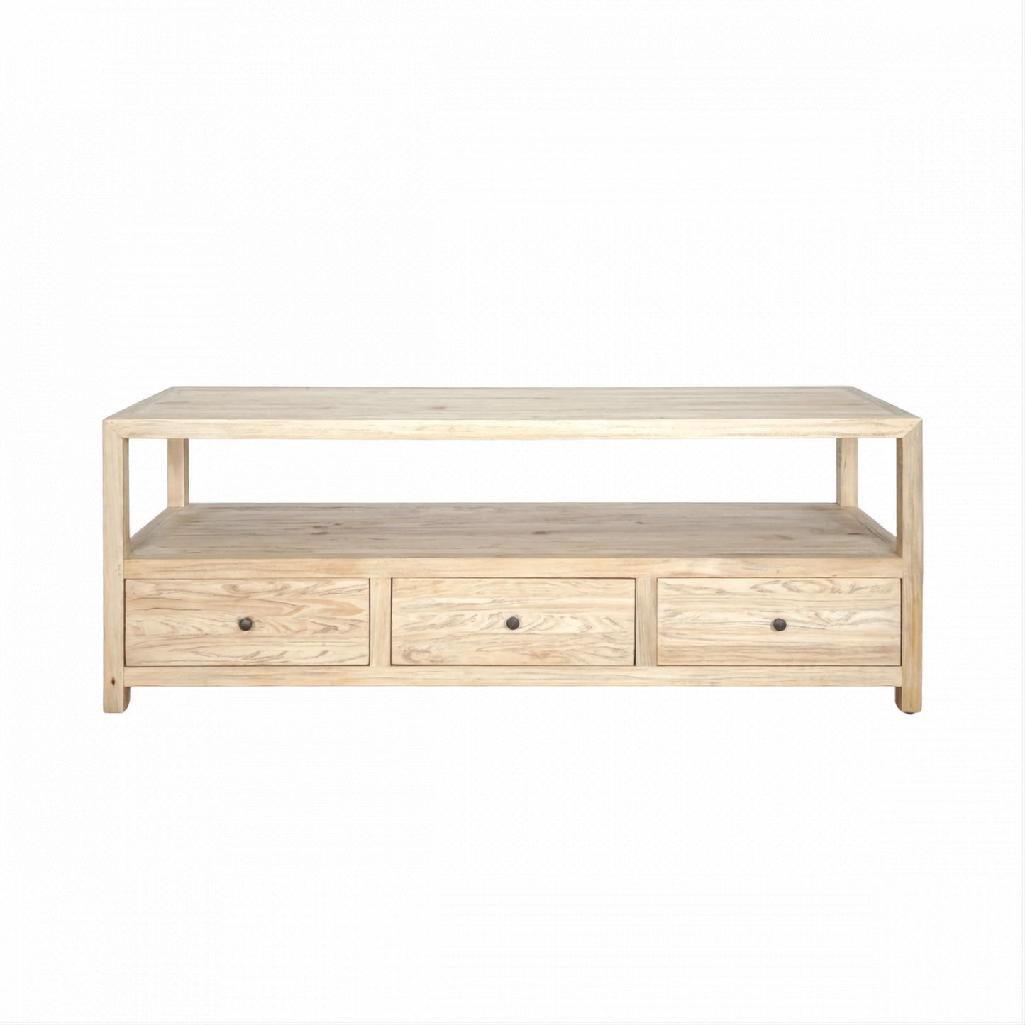 Joelle 3-Drawer TV Unit in Distressed Natural - Chocolate Wood
