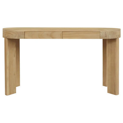 Brentwood Solid Mindi Timber 2-Drawer Oval Desk 140cm in Natural - Chocolate Wood