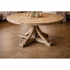Gibraltar Hampton Style Round Herringbone Parquetry Dining Table in Natural - Chocolate Wood