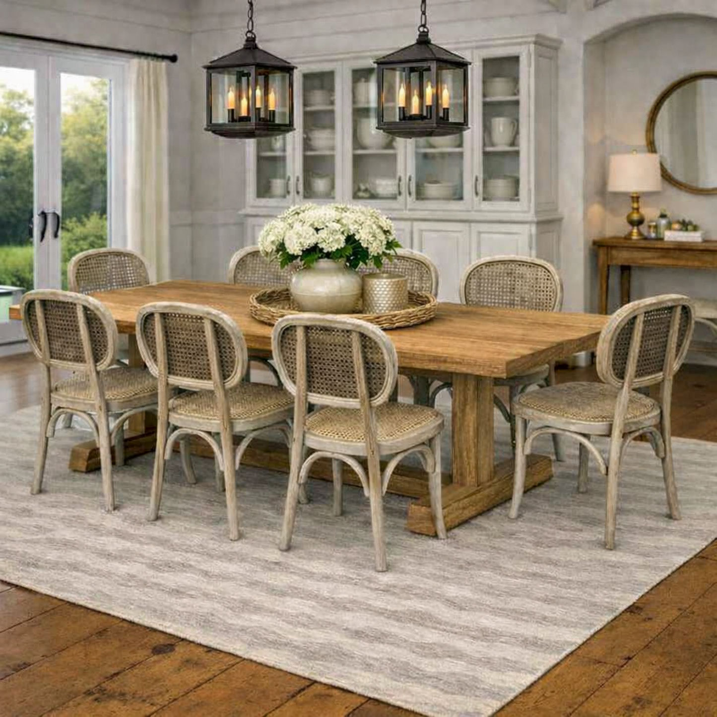 BERMUDA HAMPTON STYLE ELMWOOD/ RATTAN DINING CHAIR GREY - MyChocolateWood
