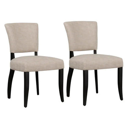 SET OF 2 CAVENDISH LINEN DINING CHAIR BEIGE/BLACK - MyChocolateWood