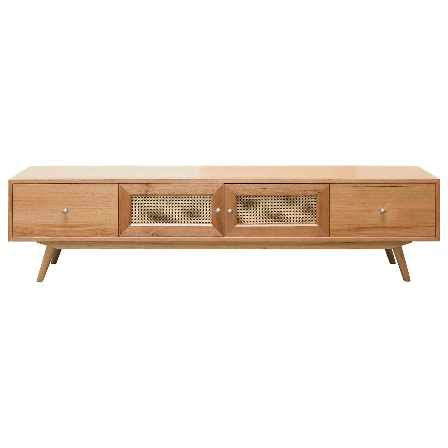HADLEIGH OAK & RATTAN 2-DOOR 2-DRAWER ETU TELEVISION UNIT NATURAL - MyChocolateWood