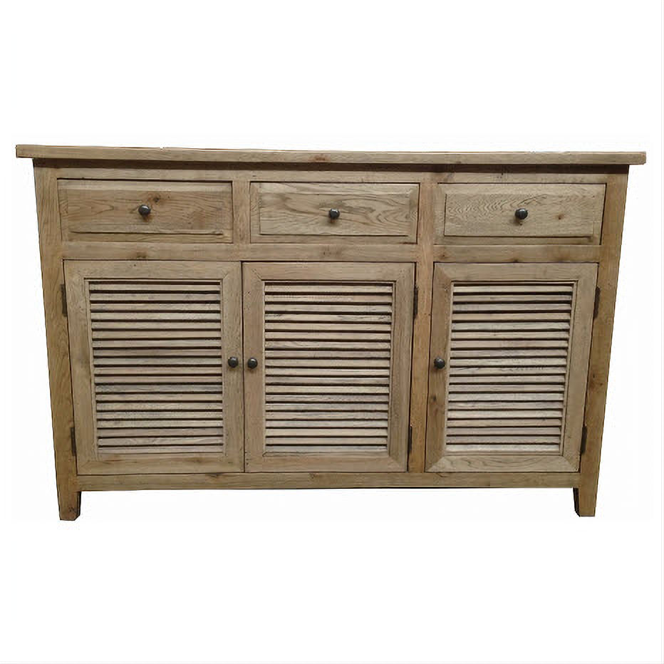PALM BEACH BUFFET/SIDEBOARD 3 DOORS 3 DRAWERS LOUVRE STYLE SOLID OAK - MyChocolateWood