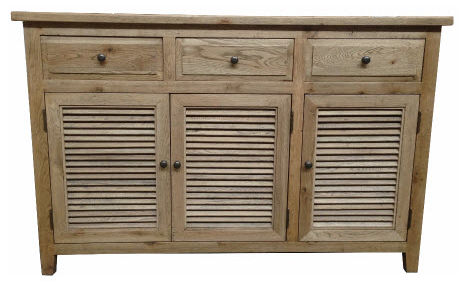 PALM BEACH BUFFET/SIDEBOARD 3 DOORS 3 DRAWERS LOUVRE STYLE SOLID OAK - MyChocolateWood