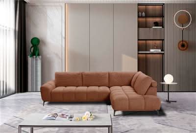 EMILIA FABRIC 3-SEATER SOFA WITH RHF CHAISE RUST COLOUR (Copy) - MyChocolateWood