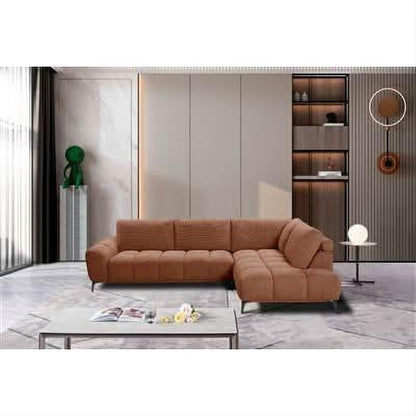 EMILIA FABRIC 3-SEATER SOFA WITH RHF CHAISE RUST COLOUR (Copy)