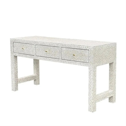 HEIDI MOTHER OF PEARL 3-DRAWER CONSOLE TABLE/HALL TABLE - MyChocolateWood
