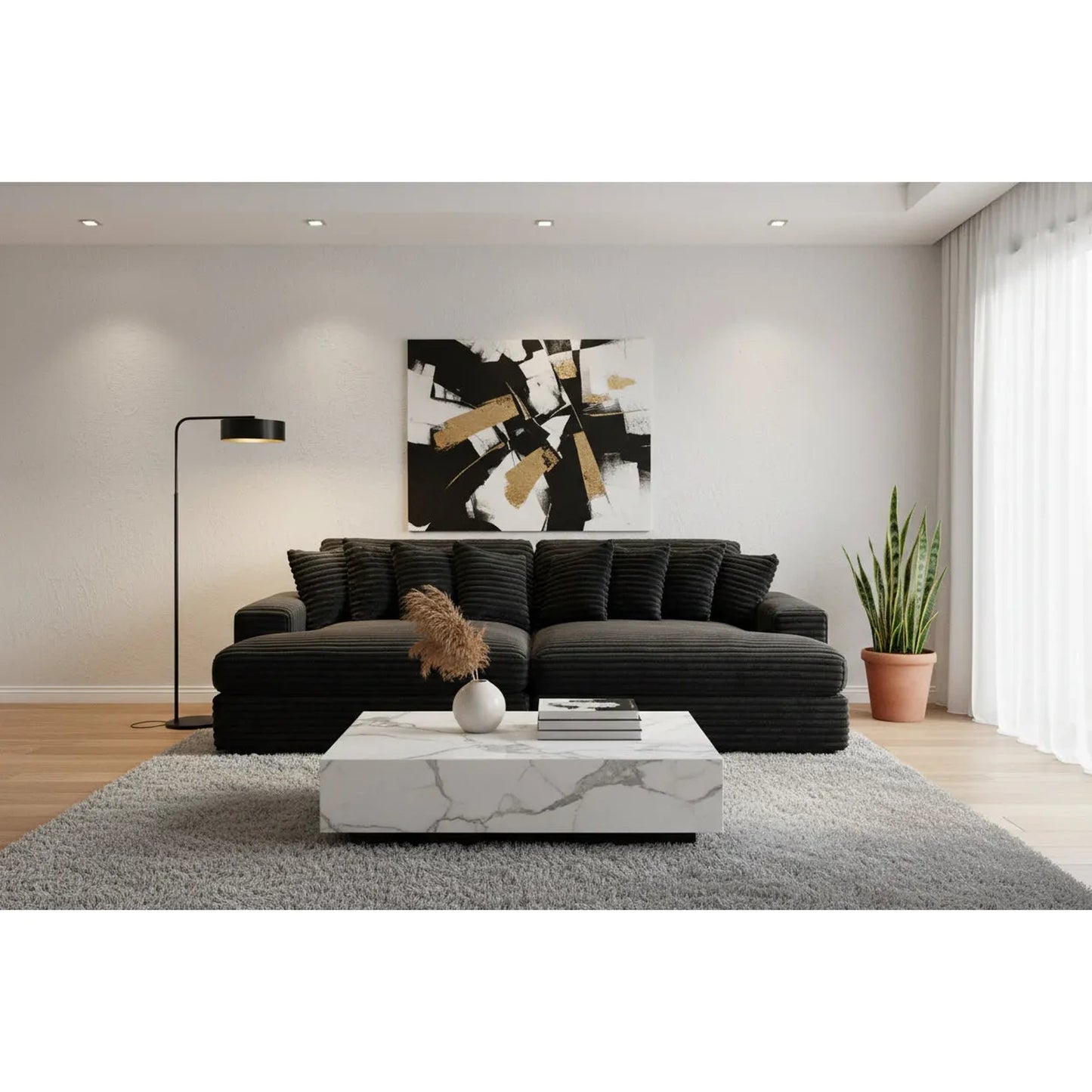 Karel Corduroy 2-Seater Sofa Bed in Charcoal