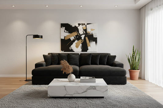 Karel Corduroy 2-Seater Sofa Bed Charcoal