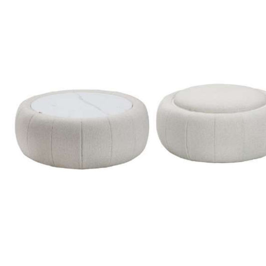 PICKARD  PLYWOOD & EUCALYPUS OTTOMAN  WITH STORAGE LINEN COLOUR - MyChocolateWood