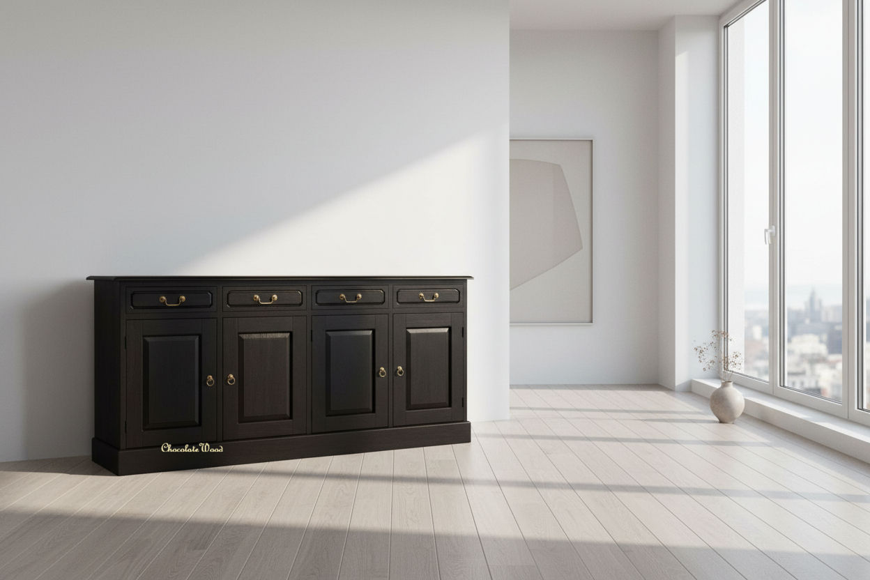 TASMANIA SOLID MAHOGANY BUFFET SIDEBOARD 4 DOORS AND 4 DRAWERS IN CHOCOLATE - MyChocolateWood