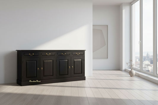 TASMANIA SOLID MAHOGANY BUFFET SIDEBOARD 4 DOORS AND 4 DRAWERS IN CHOCOLATE - MyChocolateWood