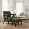 PELLERIN FABRIC ARMCHAIR & MATCHING STOOL DARK GREEN - MyChocolateWood