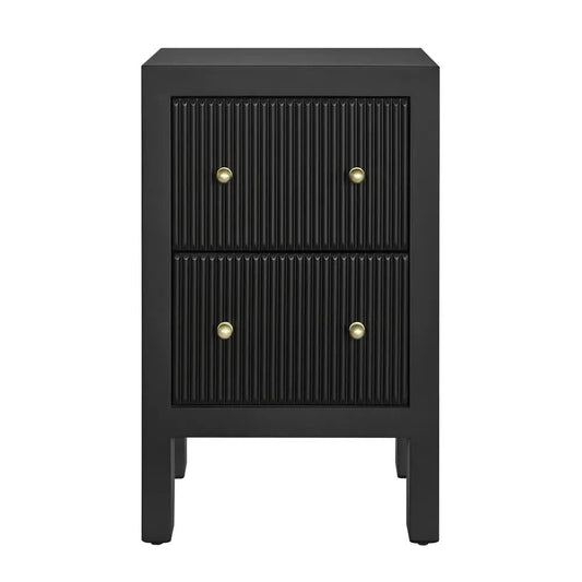 JAYLA PETITE BLACK 2-DRAWER BEDSIDE TABLE - MyChocolateWood