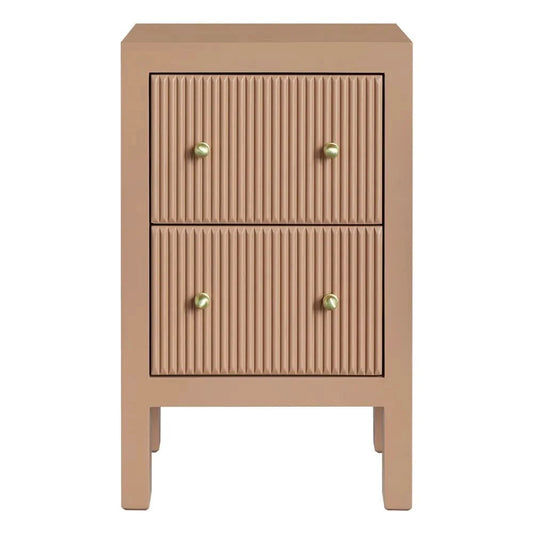 JAYLA PETITE BEIGE 2-DRAWER BEDSIDE TABLE - MyChocolateWood