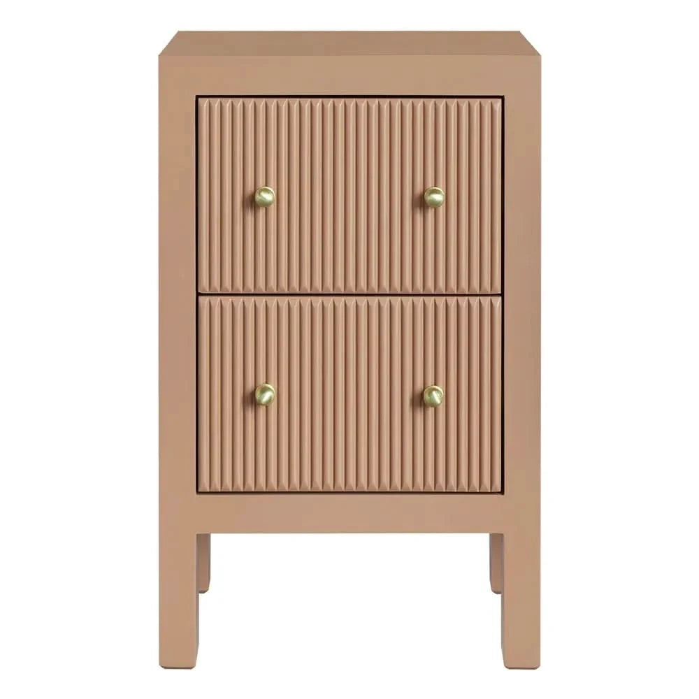 Jayla Petite 2-Drawer Bedside Table in Mocha Mousse - Chocolate Wood
