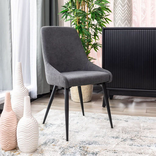 ERSKINE DINING CHAIR GREY CORDED FABRIC - MyChocolateWood