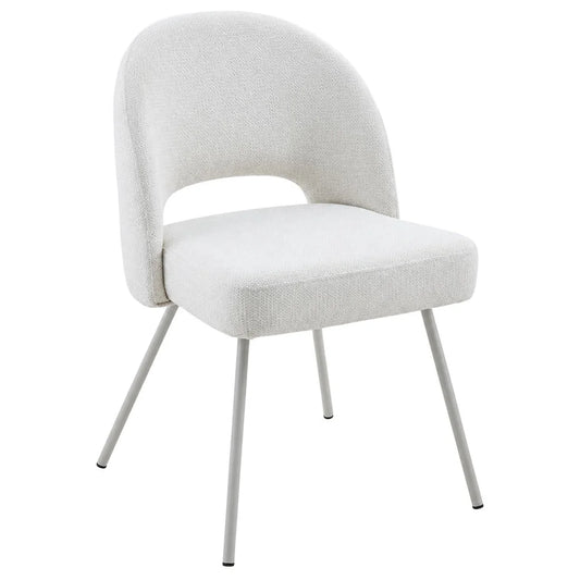 Halifax Solid Acacia Dining Chair with Fabric Upholstery in Coastal Ash & White