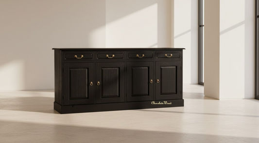 TASMANIA SOLID MAHOGANY BUFFET SIDEBOARD 4 DOORS AND 4 DRAWERS IN CHOCOLATE - MyChocolateWood