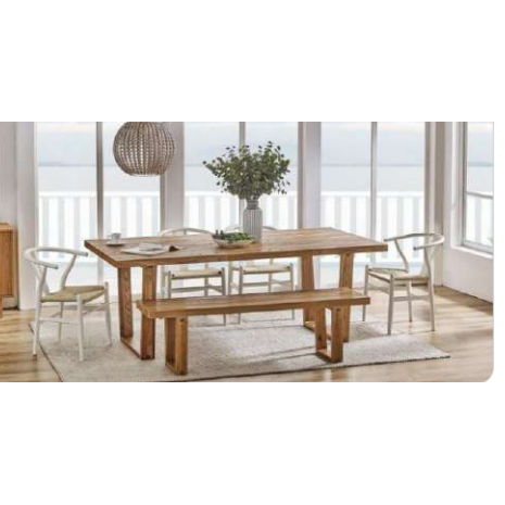 STROUD ELM VENEER TIMBER/MDF DINING TABLE  240CM NATURAL - MyChocolateWood