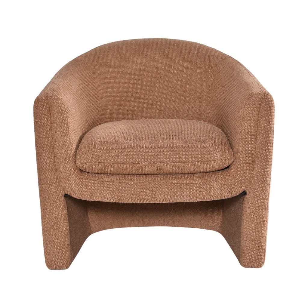Magna Contemporary Fabric Armchair in Cinnamon - Chocolate Wood