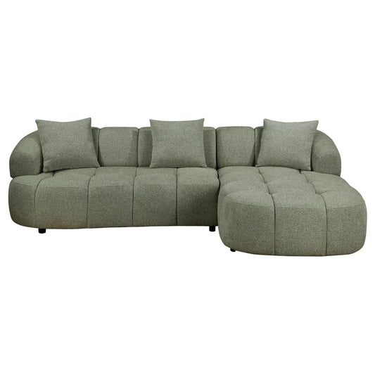 Elvina Fabric 2-Seater Sofa with Right Hand Facing Chaise in Pistachio